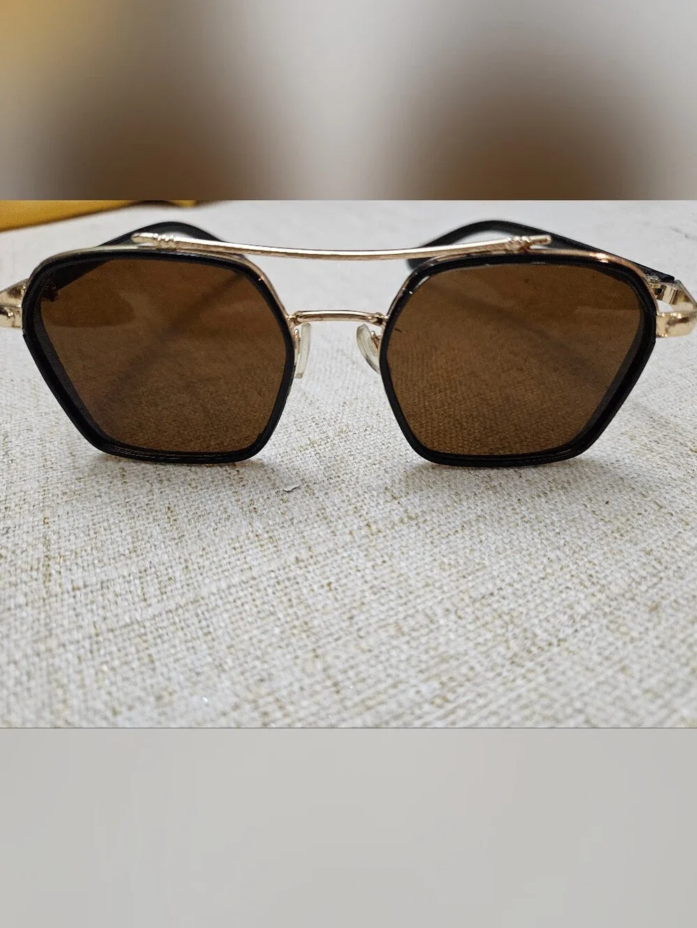 Gold Frame Black Lens Women's Sunglasses